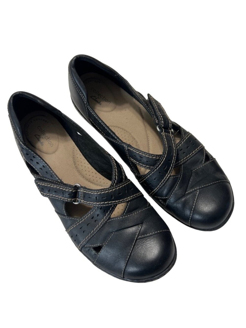 Clarks Black Leather Flats
